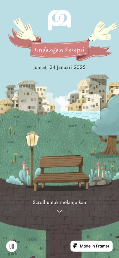The illustrated invitation opening after a guest starts the experience.